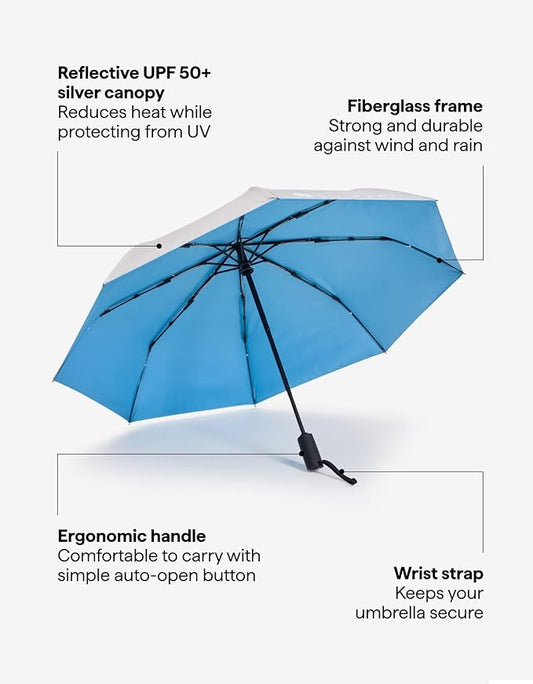 Solbari Compact Sun Protective Umbrella UPF 50+ UV Protection, Ultra-Light & Travel-Friendly, Reflective Sun Protection for Beach, Picnics, & Outdoor Festivals