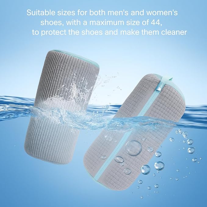 shoe washing machine bag & Drying Set – 2 Reinforced Wash Bags + 2 Dry Hooks + 2 Shoe Shapers for Sneakers & Sports Shoes | Washer & Dryer Safe (6PCS, Gray Bags)