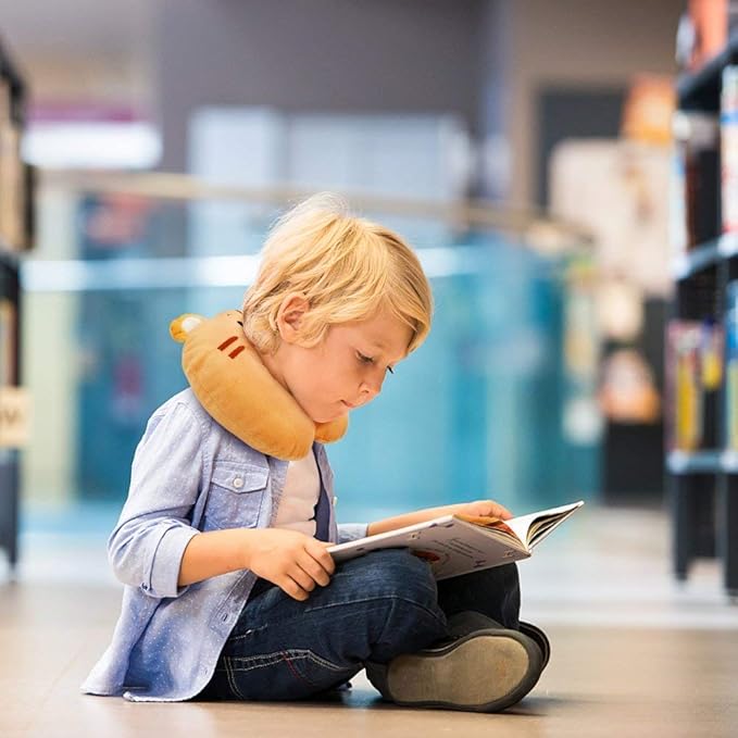 H HOMEWINS Travel Pillow for Kids,Toddler Neck Pillow Cute Animal Neck Head Chin Support Travel Accessories for Airplane, Car, Train,Recline(Cute Tiger)