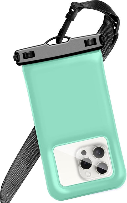 Floatable Soap Bubble Waterproof Phone Pouch/Case with Crossbody Lanyard for iPhone 17 Series 16 Pro Max/15 Pro/14/13/12, IP68 Cellphone Dry Bag Beach Cruise Ship Essentials, 1 Pack-Green-7″