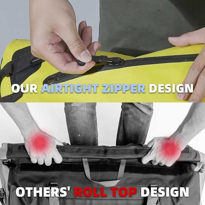 Waterproof Duffel Bag 110L- 700D PVC Dry Bag with Airtight Zipper, Large Dry Bag with Straps&Handles for Camping Boating Kayaking Rafting Canoeing Gym Beach Car Roof Storage (Grey)