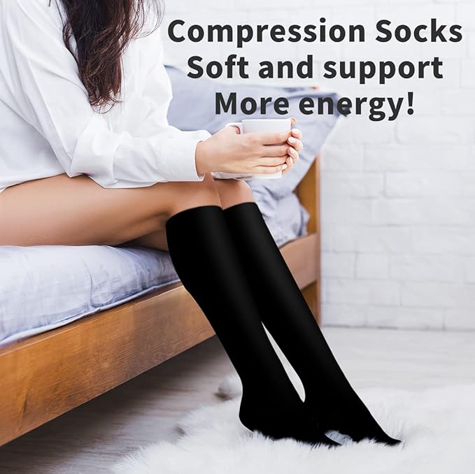 Copper Compression Socks for Women and Men(6 Pairs)-Best Support for Running, Athletic, Nursing, Travel