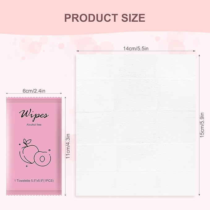 Individual Hand Wipes,Wet Wipes Individually Wrapped Bulk Cleansing Travel Size Wet Wipes for Wedding Travel Restaurant Barbecue(peach,pack of 50)