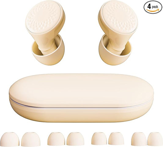 Ear Plugs for Sleeping Noise Cancelling, 45dB for Noise Reduction, Noise-Reducing Earplugs for Sleeping, Concerts, Shooting, Silicone Hearing Protection Earbuds with 8 Eartips (Beige, One Size)