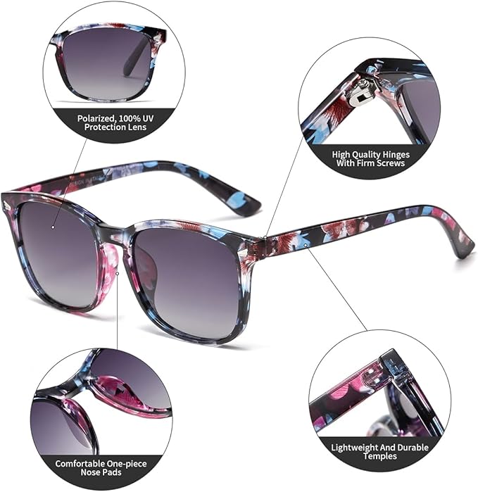 DUSHINE Polarized Sunglasses for Women Classic Retro Style UV400 Protection