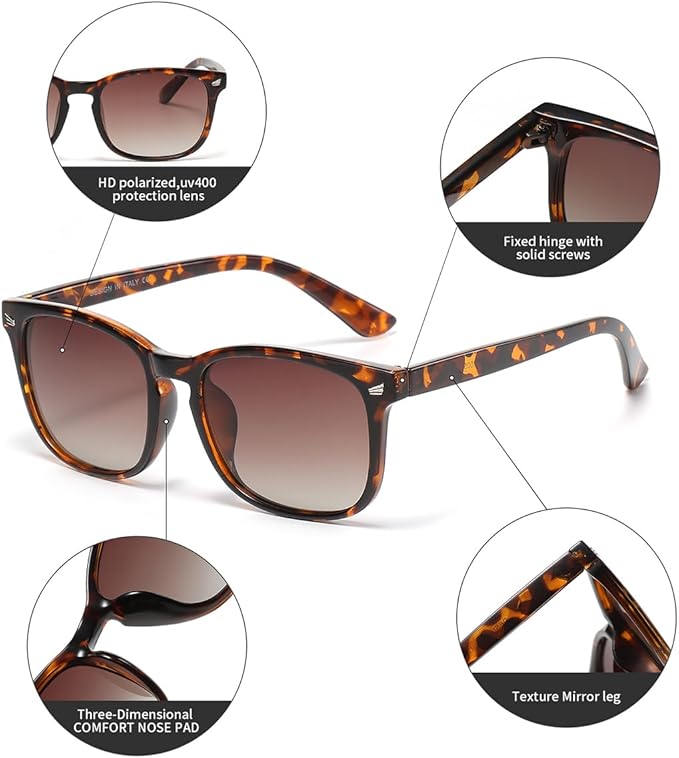 DUSHINE Polarized Sunglasses for Women Classic Retro Style UV400 Protection