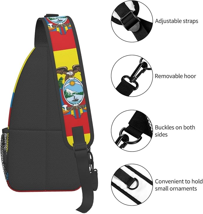 Ecuador Flag Sling Bag Multipurpose Crossbody Sling Backpack Travel Cycling Hiking Shoulder Bag For Women Men
