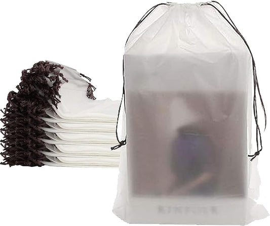 150 Pack 11.8 x 15.7 Inch Drawstring Bags, Travel Shoe Bags with Drawstring, Large Shoes Storage Organizers Pouch with Rope, Translucent Shoe Bags for Travel, Thickness 5 mil