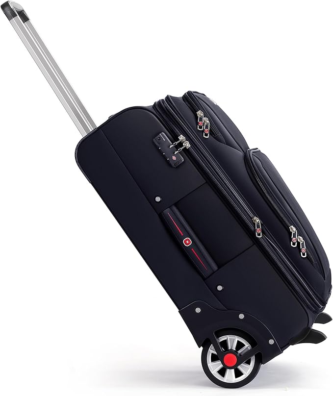 ROPLUS Laduga Softside Expandable Luggage with Large Steel Wheels Checked-Luggage Suicase (Black, 25-Inch)