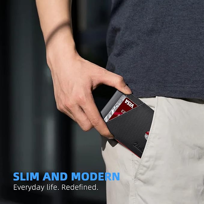 Zitahli Wallet for Men - with Money Clip Slim Leather Slots Credit Card Holder RFID Blocking Bifold Minimalist Wallets with Gift Box