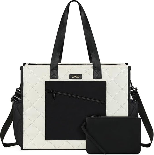 IBFUN Utility Tote Bag with 14/24 Pockets Zip Top Teacher Tote Bag for Teacher/Work Women