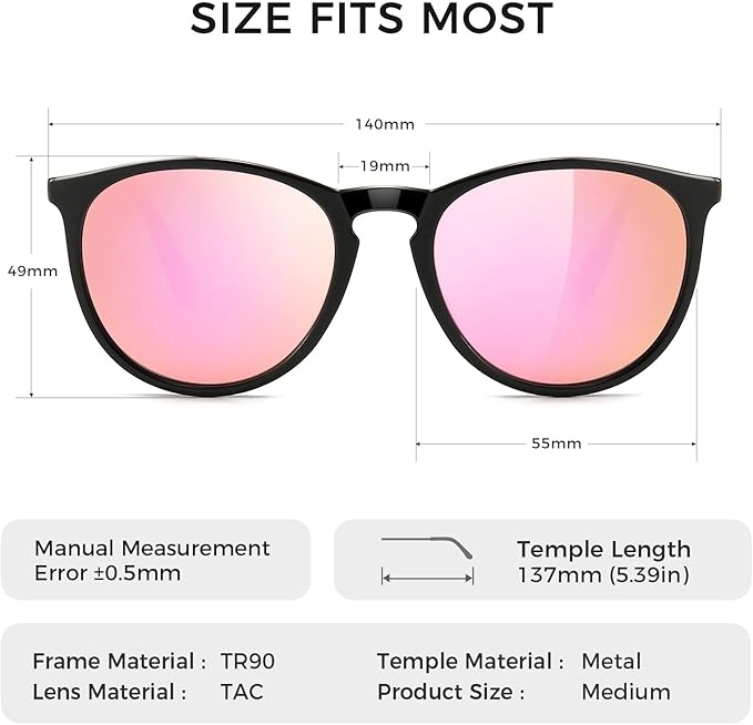 SUNGAIT Premium Vintage Round Sunglasses for Women Men Classic Retro Trendy Style