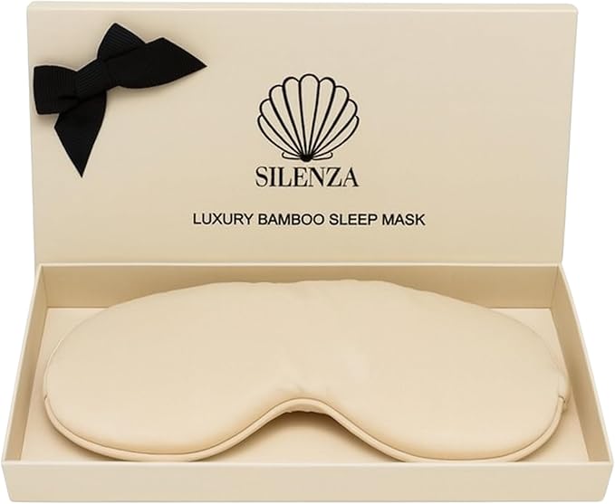 Luxury Bamboo Sleep Mask – Ultra-Soft Cooling Eye Mask for 100% Light Blocking, Adjustable Comfort Strap, Perfect for Travel & Better Sleep (Ivory)