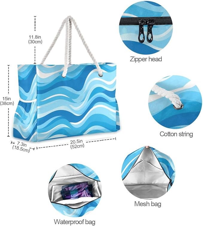 senya Large Beach Shoulder Bags Canvas Tote Water Resistant for Gym Travel Daily