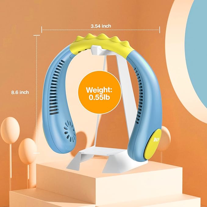 Kids Neck Fan, Portable Bladeless Fans for Kid 4-14Y Girls & Boys, 2600mAh USB Personal Mini Cooling Fan for Travel/Camping/Study, 4 Speeds, Lightweight, Compact, Perfect Summer Gifts for Kids