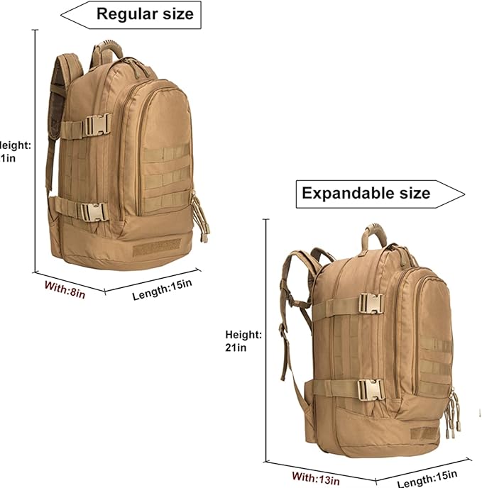 Greencity Laptop Backpacks Tactical 3 Day Expandable Bug Out Bag Classic Case Travel Hiking，Coyote