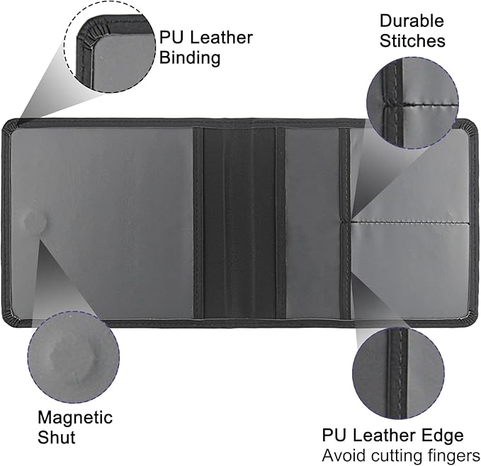 Car Registration and Insurance Holder, Leather Registration and Insurance Card Holder, Vehicle Glove Box Organizer - For Documents, Cards, License (Black)