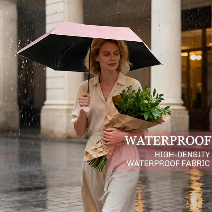 TOPSAIL Mini Umbrella Compact for Travel, UV Sun Protection(UPF50+), Waterproof for Light Rain, Suitable for Women & Kids With a Case, Manual 6k Folding Small Pocket Size Ufor Backpack/Purse