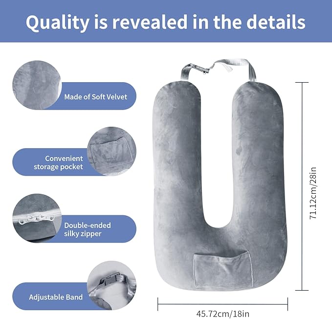 Car Pillow for Kids, Travel Pillow for Car, Toddler Travel Pillow for Sleeping Carseat Pillow for Adults, Removable and Washable Covers, Long Car Ride Essentials,Grey