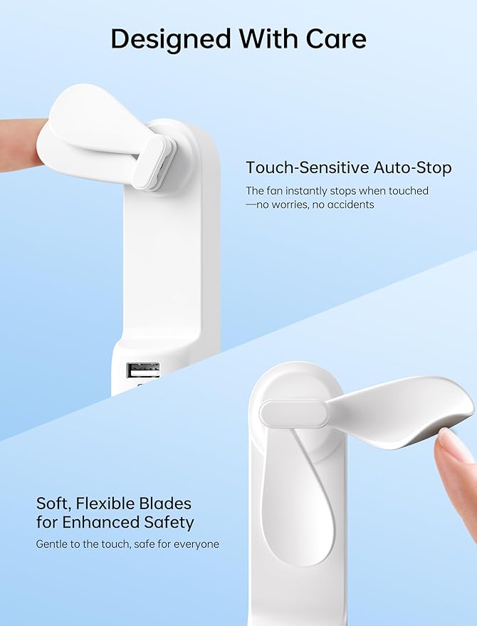 JISULIFE Handheld Mini Fan, 3 IN 1 USB Rechargeable Portable Fan [12-19 Working Hours] with Power Bank, Flashlight, Pocket Design for Travel/Summer/Concerts/Lash, Gifts for Women (White)