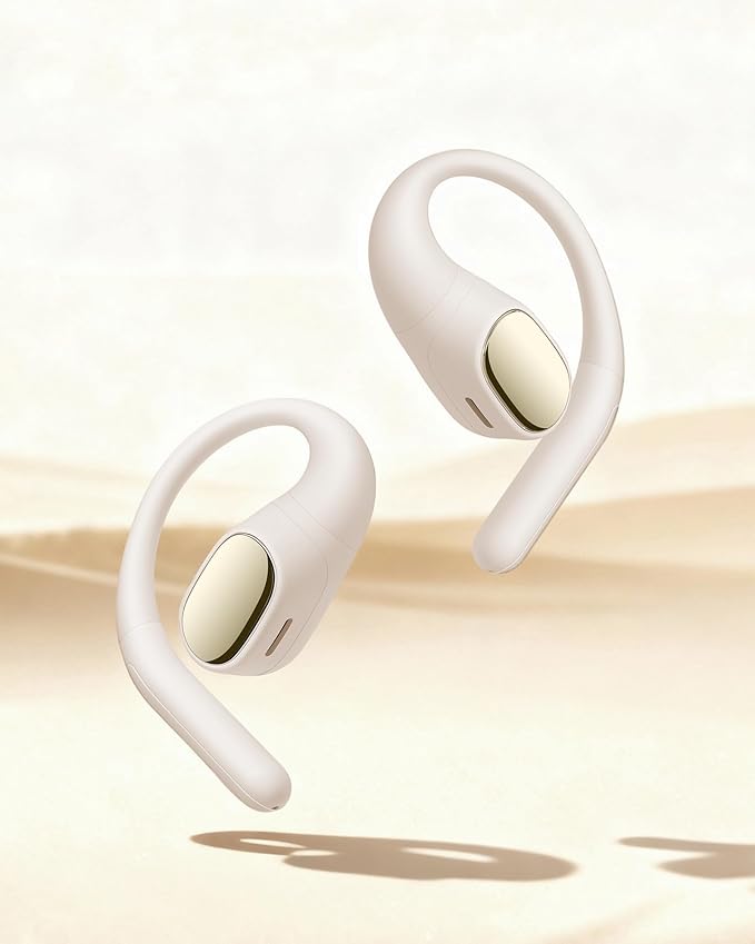 Open Ear Bluetooth Earbuds, Wireless 5.4 Headphones with 60H Playtime, Light Earhook Sport Earphones, IPX7 Waterproof Open-Ear Design for Running & Workouts, Ivory