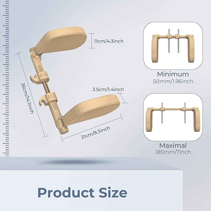 Yoocaa Adjustable Car Headrest Pillow, Road Pal Headrest, U-Shaped Travel Sleeping Pillow for Kids & Adults, Head Neck Support Only Suitable for Car Seat Headrest with Poles, Khaki