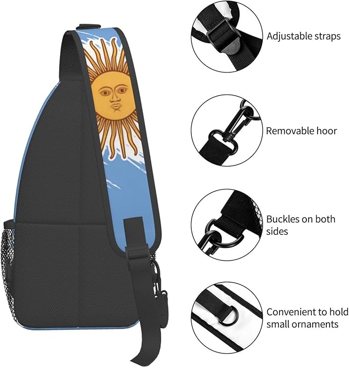 Argentina Flag Sling Bag Multipurpose Crossbody Sling Backpack Travel Cycling Hiking Shoulder Bag For Women Men