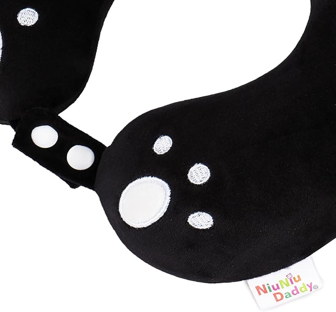 Niuniu Daddy Black Cat Kids Neck Travel Pillow for Kids, Compact Portable Travel Neck Pillow Supportive for Airplane Car Recline Sleeping for 3-8 Years Cute Boys Girls Toddlers Holiday Long Trip