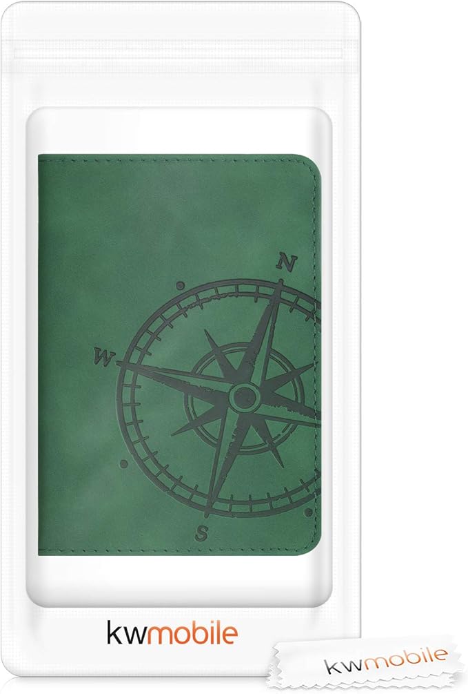 kwmobile Registration and Insurance Holder - Car Document Holder for Vehicle Documents and Cards - PU Leather with Design - Dark Green