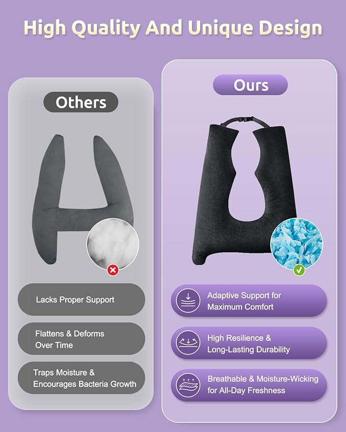 Car Pillow for Kids, Travel Pillow with Adjustable Strap, U-Shaped Pillow for Adults and Children to Support Head and Body Road Trip Essentials (Metal Black)