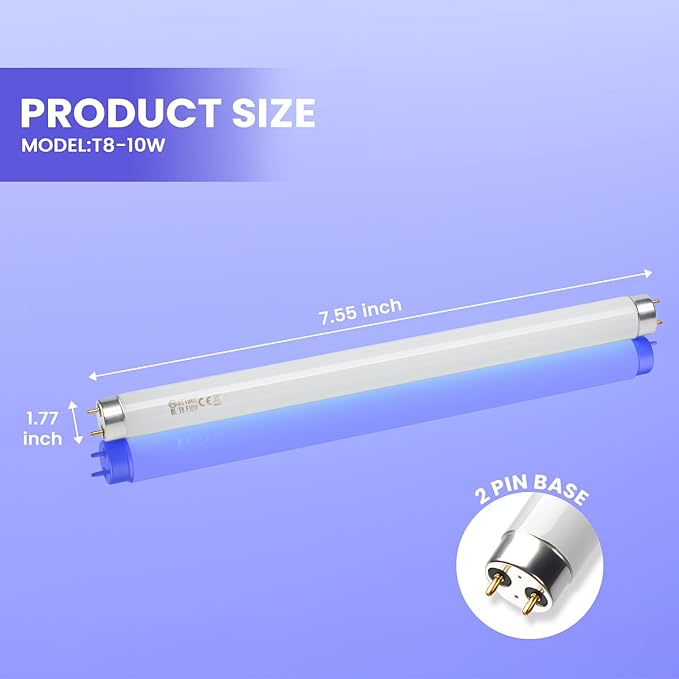 LiBa Bug Zapper Replacement UV Lamp Bulb - 10W Light Tubes, Compatible with 20W Indoor Electronic Mosquito Lamp, Suitable for LiBa Indoor Mosquito Zapper