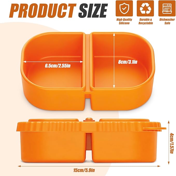 2 Pack Reusable Silicone Snack Containers With Lids, 8.5oz Two Compartment Snack Container, Snack Containers With Lids, Leakproof Snackle Boxes For Travel, Picnics (White, Yello)