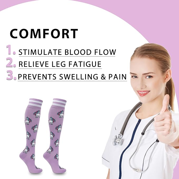 fenglaoda Compression Socks for Women Men 3 Pairs Graduated Compression Support Circulation Socks for Nurses