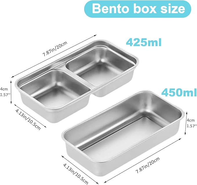 Grab and Go Snack Containers Stainless Steel, Reusable Snack Condiment Containers with Lids, Double Compartment Food Lunch Meal Container Prep for Travel, Small Packs Container, 1 Piece