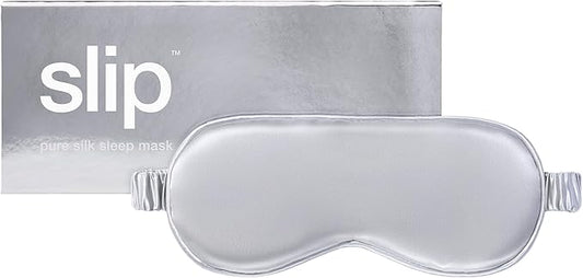 slip Pure Silk Sleep Mask - 100% Pure 22 Momme Mulberry Silk Eye Mask - Comfortable Sleeping Mask with Elastic Band + Filler and Internal Liner, Silver