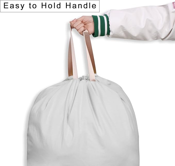 Cotton Canvas Laundry Bag with Handles & Drawstring Straps, Heavy Duty Extra Large Laundry Bags for Laundromat and Household, Washable Travel Dirty Clothes Bag Hamper Liner, 25.5 x 34 Inch,