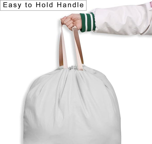 Cotton Canvas Laundry Bag with Handles & Drawstring Straps, Heavy Duty Extra Large Laundry Bags for Laundromat and Household, Washable Travel Dirty Clothes Bag Hamper Liner, 25.5 x 34 Inch,
