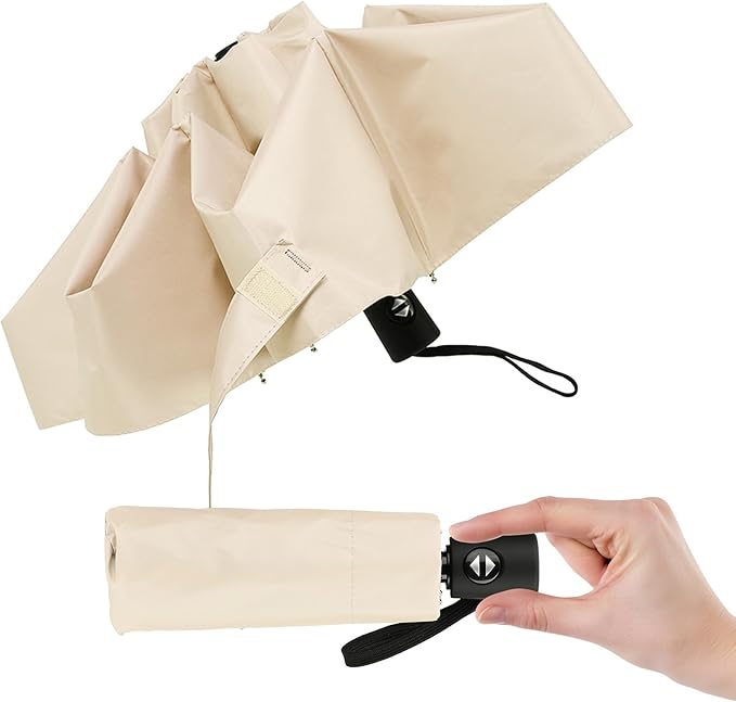 Automatic Mini Travel Umbrellas for Rain/Sun, Small Lightweight Folding Auto Open/Close Windproof Compact Umbrellas for Women Men, Fits Car & Backpack
