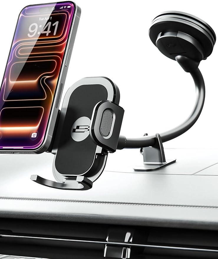Bracketron Cell Phone Holders for Your Car, 7.5" Flexible Gooseneck Phone Holder for Car Dashboard & Windshield, One-Hand Release TripGrip 2.0 Car Phone Holder Mount Compatible with iPhone and Samsung