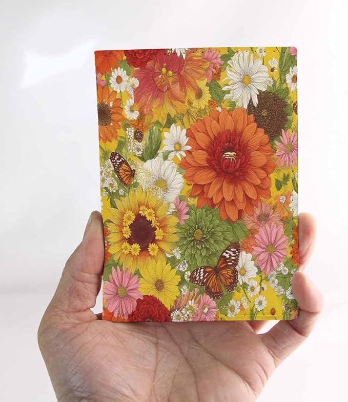 Floral Passport Holder for Travel Autumn Flowers and Butterflies PU Leather Passport Cover Wallet Cute Passport Card Holder for Women and Men
