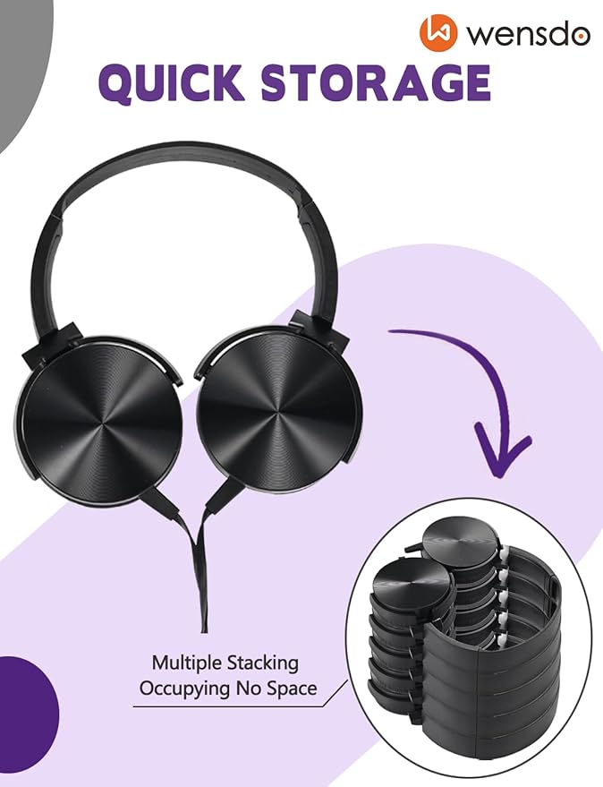 Kids Headphones 2 Pack for School Classroom Students Teens Children Toddler Boys Girls and Adult (HY450, 2 Black)