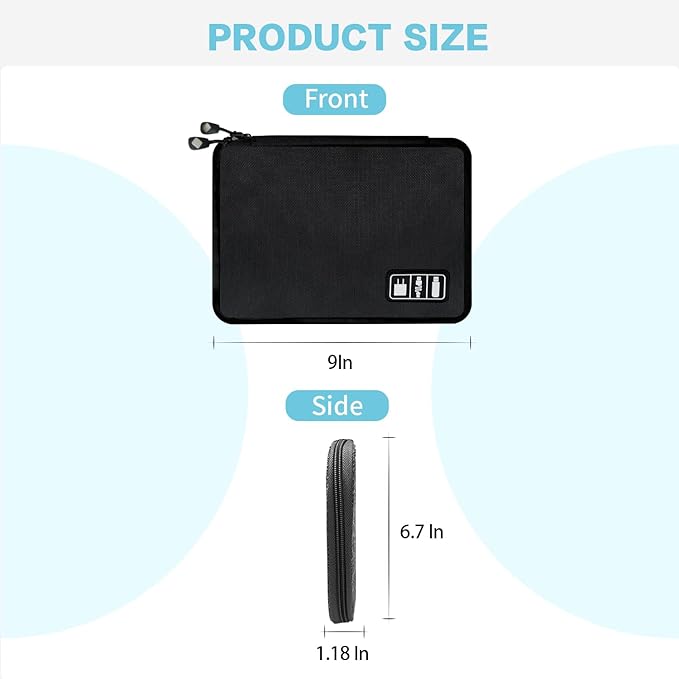 Electronics Travel Organizer,Portable Waterproof Electronic Travel Storage Bag for Small Charging Cord Storage,Charger,SD Card etc,for Travel,Business -Black Green