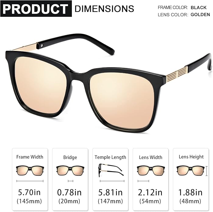 SIPHEW Oversized Square Sunglasses for Women|Lightweight Fashion Sunglasses 100% UV400 Protection|Trendy Mirrored Shade