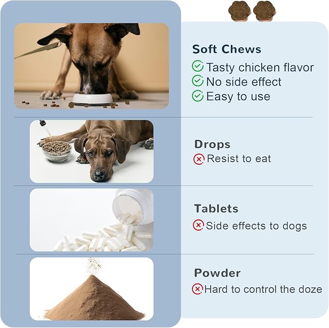 Calming Chews for Dogs, Dog Calming Chews to Help Reduce Stress, Dog Anxiety Relief Soft Chews for Fireworks, Storms, Thunder, Barking, Separation, Emotional Support, 90 Count