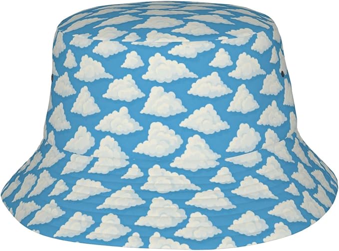 Colorful Fire Balloon, White Cloud Fisherman Hat Summer Foldable UV Protection Sun Hat