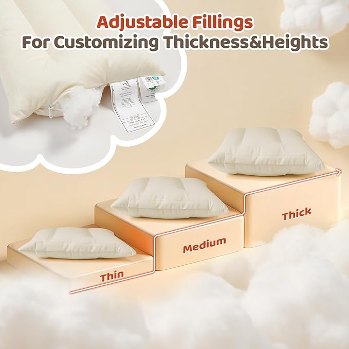 LOFE Organic Pillow with Cartoon Pillowcase -13x18 Adjustable Youth Pillow with Baffle Box, Kids Plilows with Cute Shell, Machine Washable, Perfect for Christmas, New Year's Day and Easter Gifts