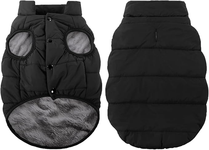 ASENKU Windproof Dog Winter Coat Waterproof Fleece Jacket Cold Weather Pet Apparel for Small Medium Large Dogs (Black, M)