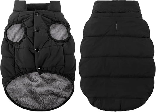 ASENKU Windproof Dog Winter Coat Waterproof Fleece Jacket Cold Weather Pet Apparel for Small Medium Large Dogs (Black, M)