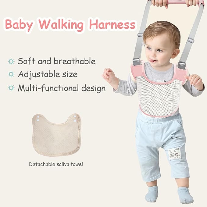 Baby Walker Breathable Baby Walking Harness Handheld Kids Walker Helper Toddler Infant Walker Harness Assistant Belt Pulling and Lifting Dual Use Walking Assistant Strap (Pink 1)