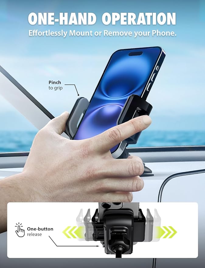 Bracketron Griplox Waterproof Suction Cup Mount Boat Phone Holder Phone Mount for Boats Kayak Sailing Marine Boating Marina